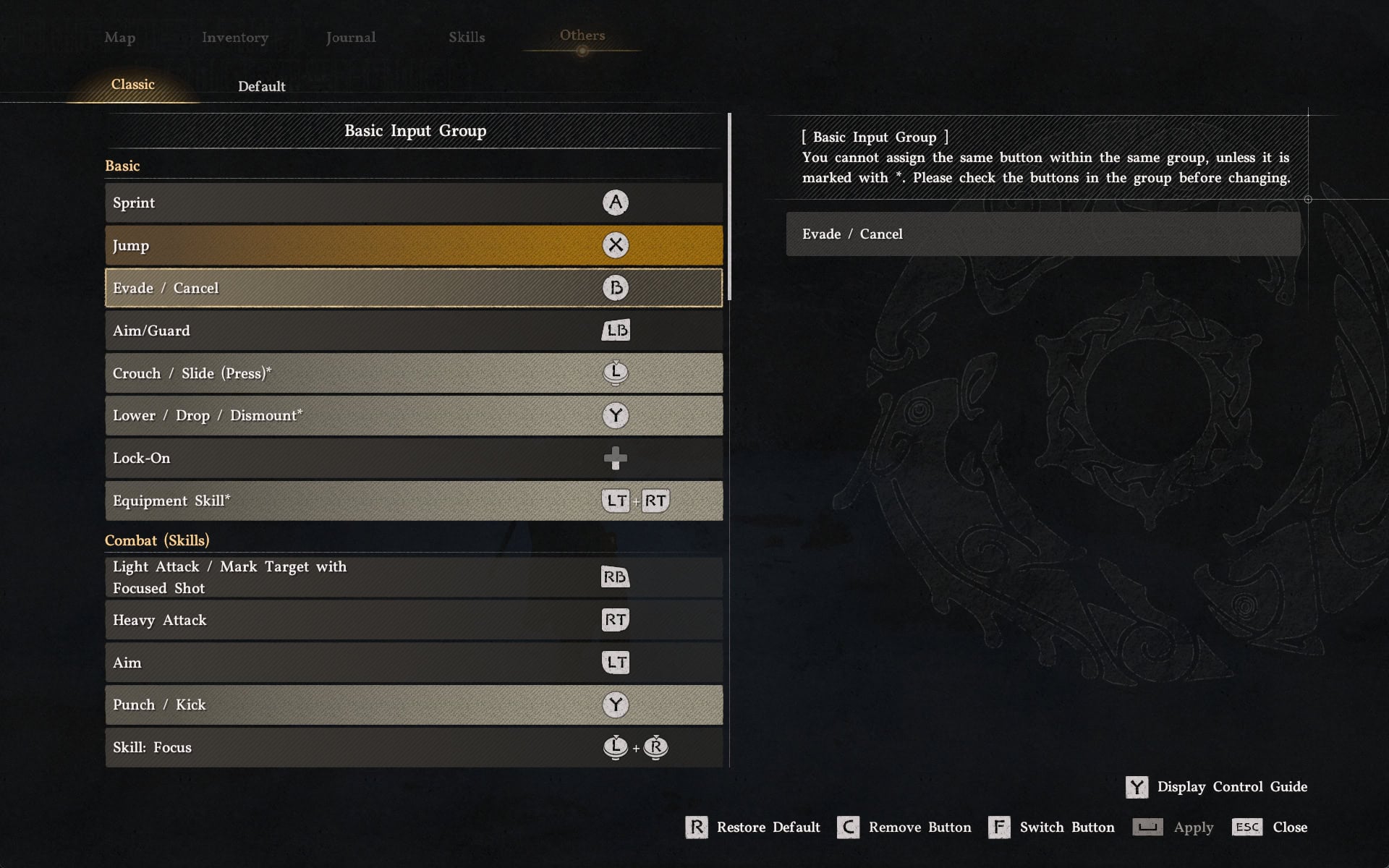 Controller Remapping screen in Crimson Desert 1.09.00