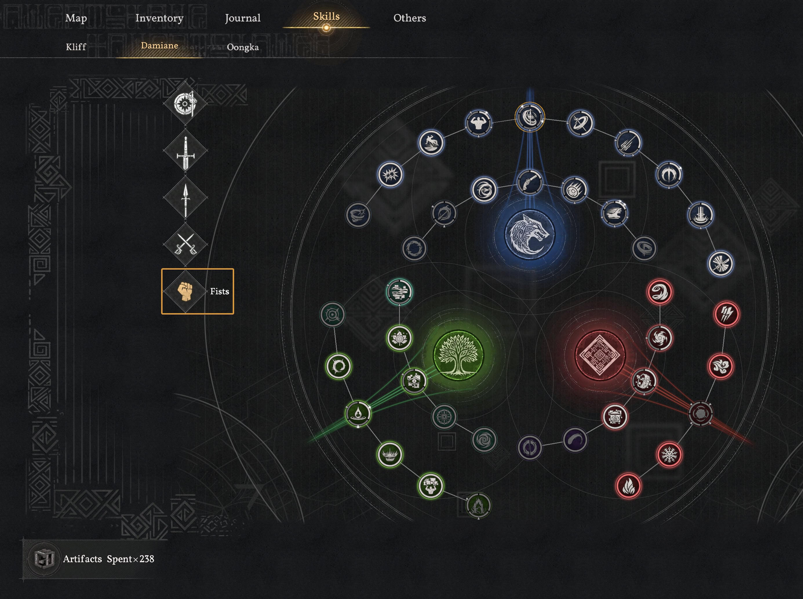 Fists Option in Damiane's Skill Tree
