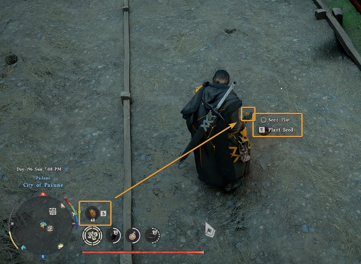 Planting Seeds from a quickslot
