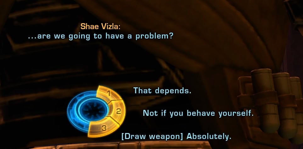 Should you draw a weapon to Shae