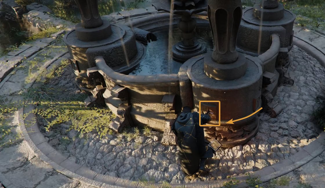 Stab and Rotate the stone fountain pillars
