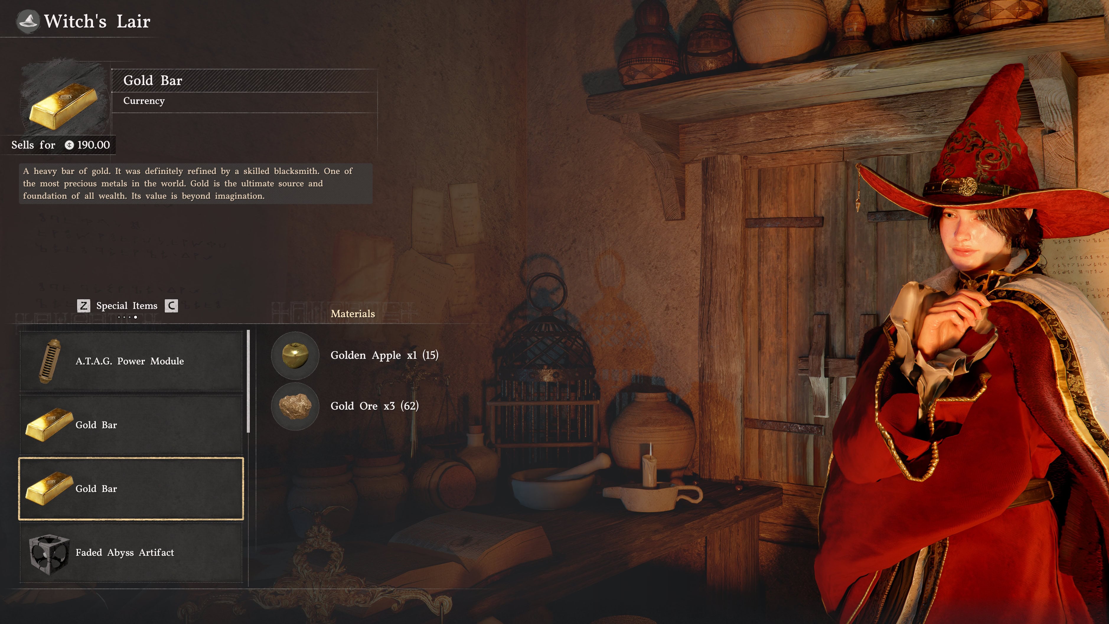 Crafting Gold Bars at a Witch's house