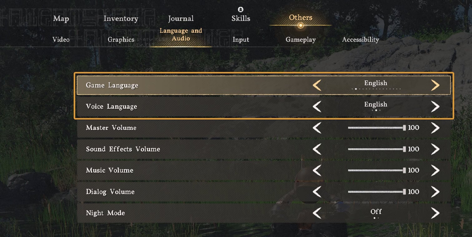 Crimson Desert Languaages Menu