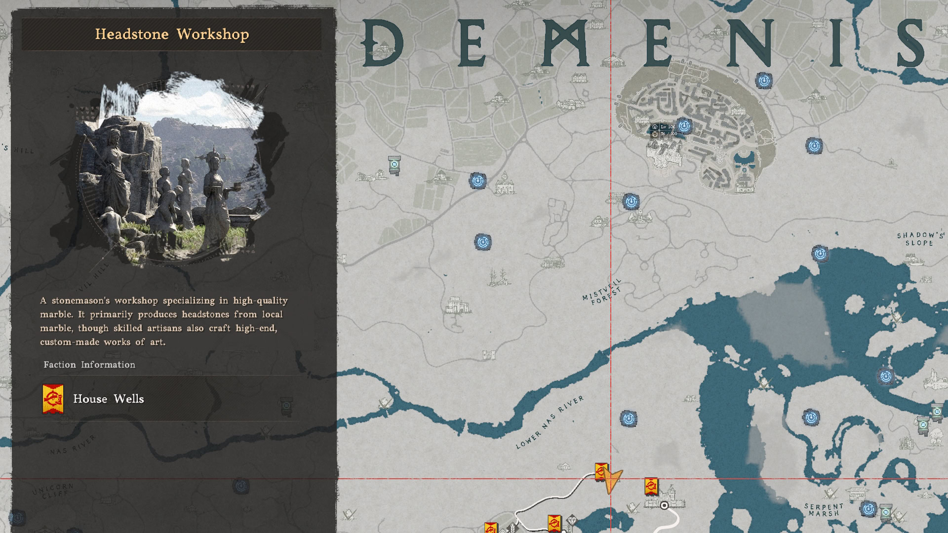 Headstone Workshop Mineral Shop Map