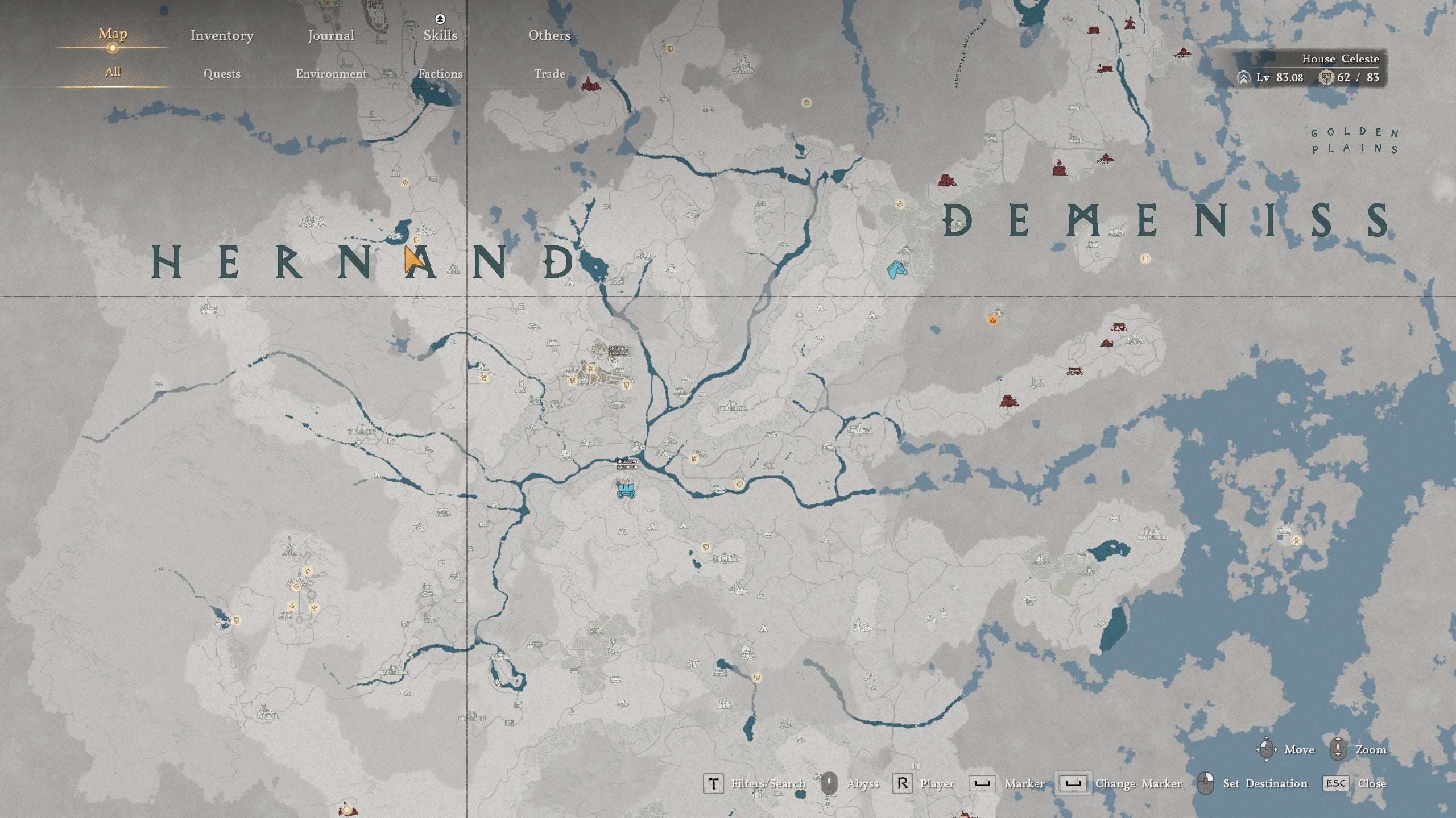 Partially discovered map with 2 types fo fog filgers