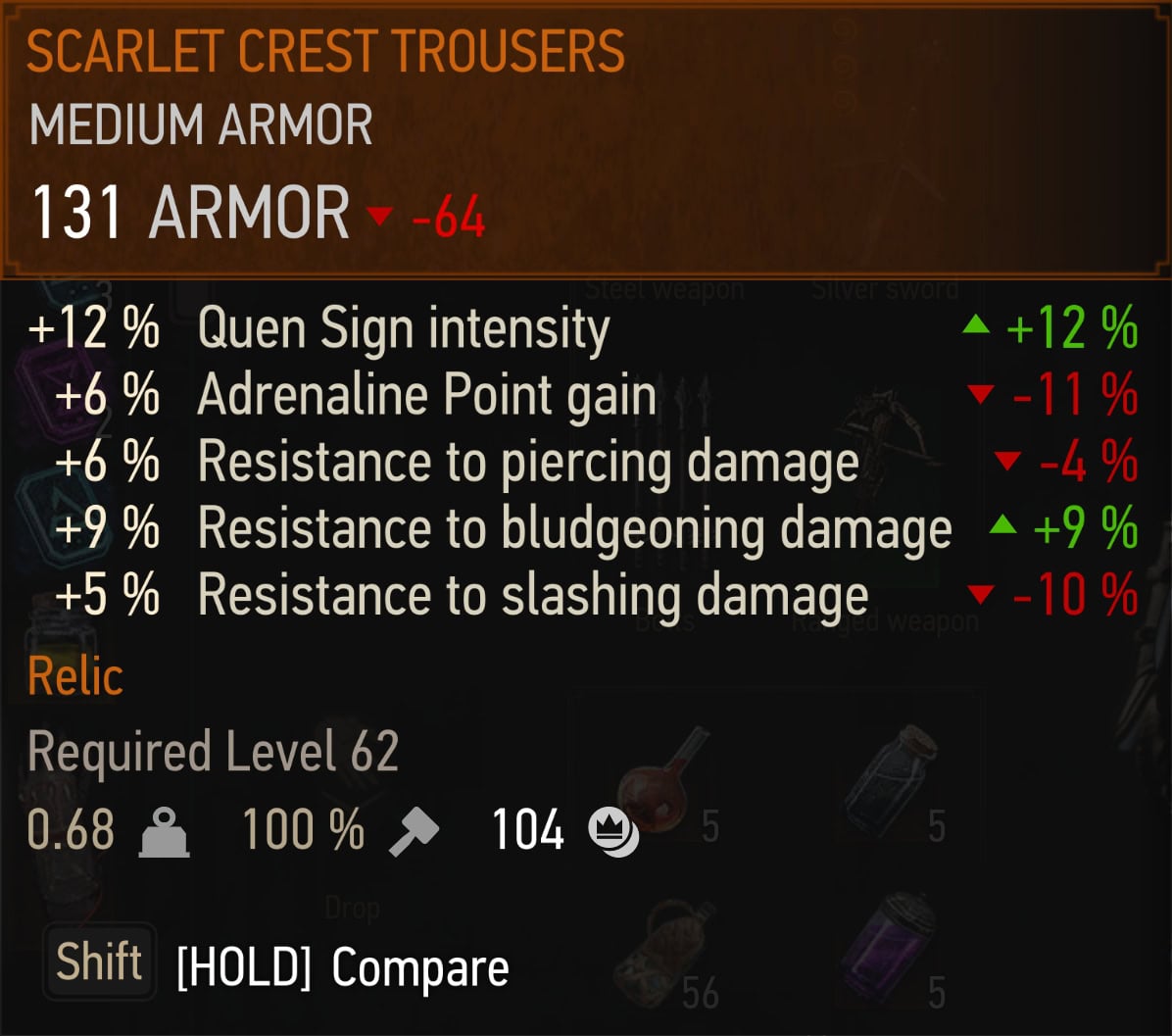 Scarlet Crest Trousers Stats NG+