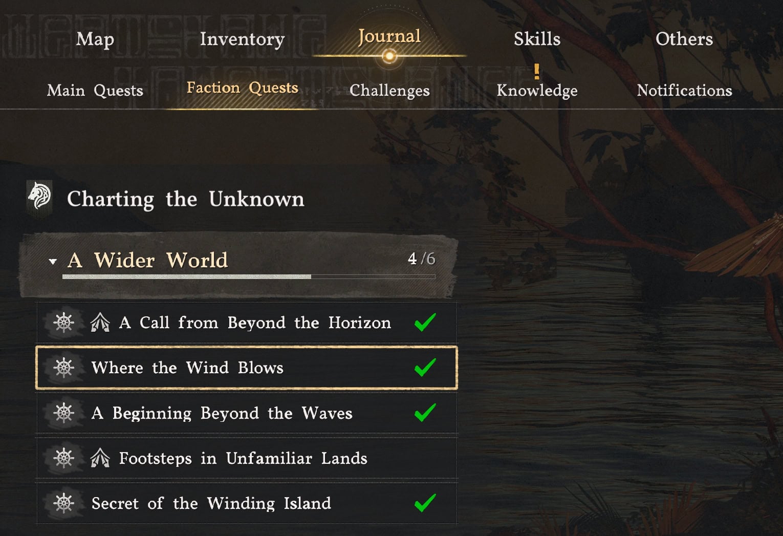 Charting the Unknown Quests List